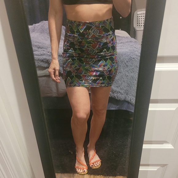 Rainbow Neon Mini Skirt - Picture 1 of 6